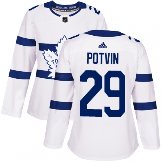 Women's Adidas Toronto Maple Leafs #29 Felix Potvin Authentic White 2018 Stadium Series NHL Jersey - Ujersey