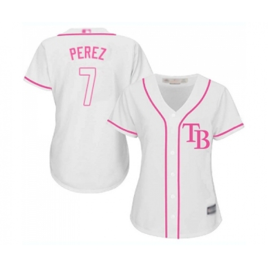 Women's Tampa Bay Rays #7 Michael Perez Replica White Fashion Cool Base Baseball Jersey