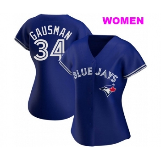 WOMEN'S TORONTO BLUE JAYS #34 KEVIN GAUSMAN ROYAL ALTERNATE JERSEY