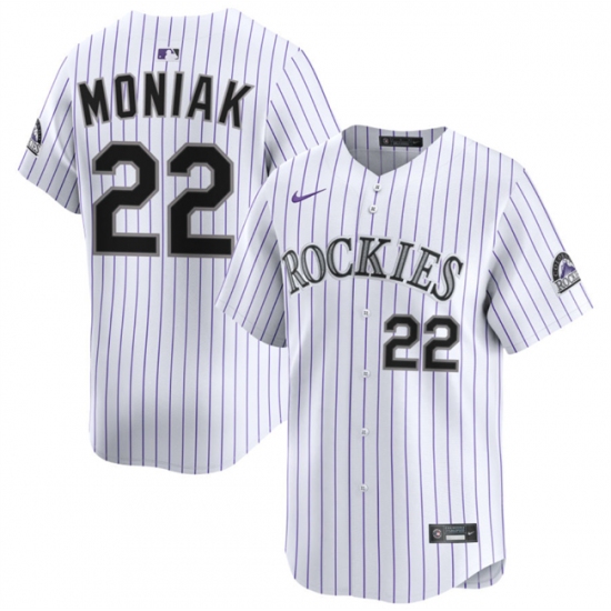 Men's Colorado Rockies #22 Mickey Moniak White Home Limited Stitched Baseball Jersey - Ujersey