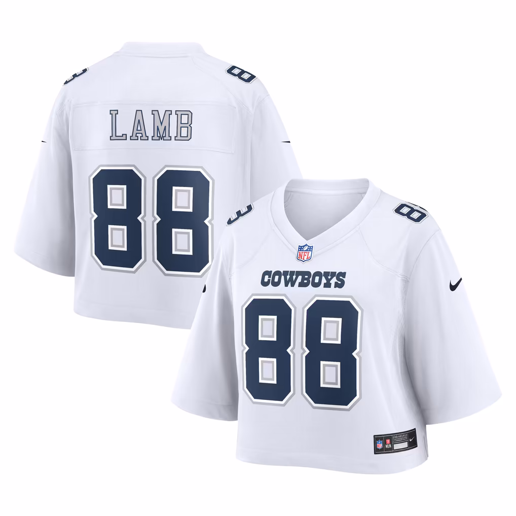 Women's Dallas Cowboys CeeDee Lamb Nike White Cropped Fashion Game Jersey