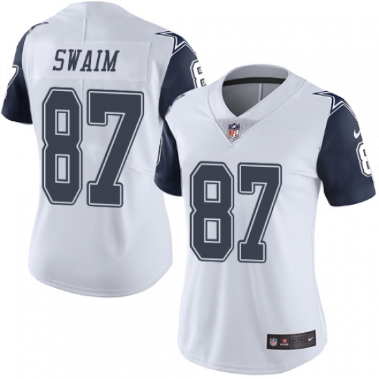 Women's Nike Dallas Cowboys #87 Geoff Swaim Limited White Rush Vapor Untouchable NFL Jersey
