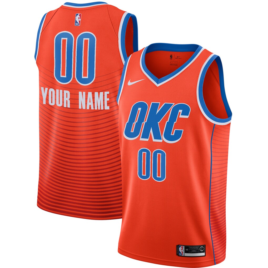 Men's Oklahoma City Thunder Jordan Brand Orange Swingman Custom Jersey - Statement Edition - ujerseystore