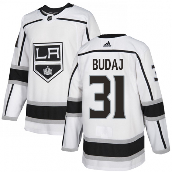 Men's Adidas Los Angeles Kings #31 Peter Budaj Authentic White Away NHL Jersey - Ujersey