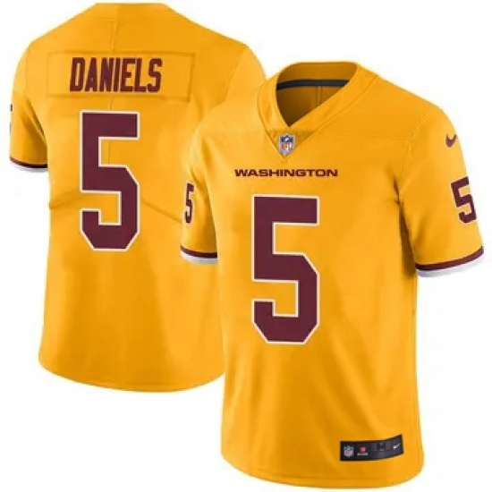 Men's Washington Commanders 5 Jayden Daniels Burgundy Rush Stitched Football Jersey - Ujersey