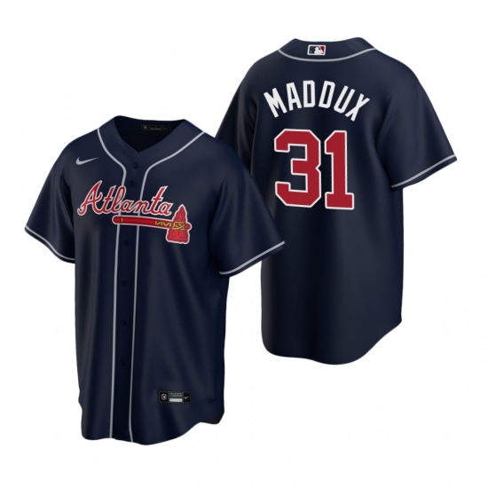 Men's Nike Atlanta Braves #31 Greg Maddux Navy Alternate Stitched Baseball Jersey - Ujersey