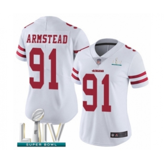 Women's San Francisco 49ers #91 Arik Armstead White Vapor Untouchable Limited Player Super Bowl LIV Bound Football Jersey - Ujersey