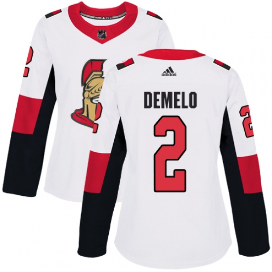 Women's Adidas Ottawa Senators #2 Dylan DeMelo Authentic White Away NHL Jersey