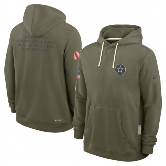 Men's Dallas Cowboys Olive 2025 Salute to Service Pullover Hoodie - Ujersey NHL