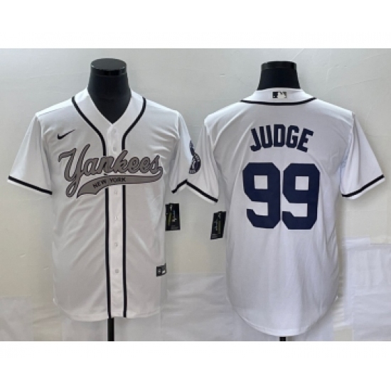 Men's New York Yankees #99 Aaron Judge White Cool Base Stitched Baseball Jersey - Ujersey
