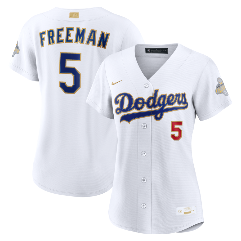 Women's Los Angeles Dodgers Freddie Freeman Nike White 2026 Gold Collection Stadium Jersey - ujerseystore