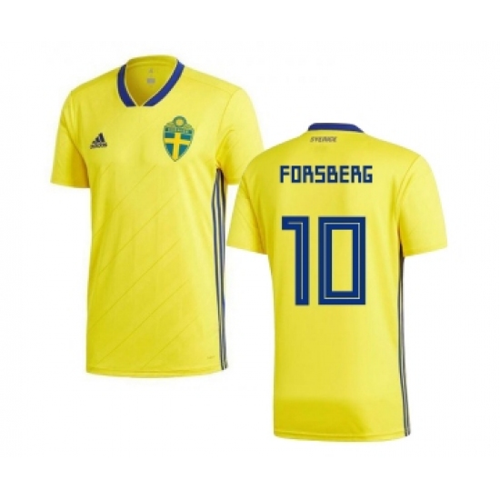 Sweden #10 Forsberg Home Kid Soccer Country Jersey