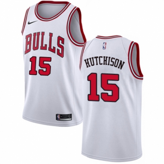 Men's Nike Chicago Bulls #15 Chandler Hutchison Swingman White NBA Jersey - Association Edition - Ujersey