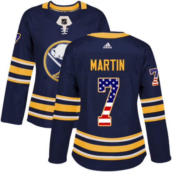 Women's Adidas Buffalo Sabres #7 Rick Martin Authentic Navy Blue USA Flag Fashion NHL Jersey - Ujersey
