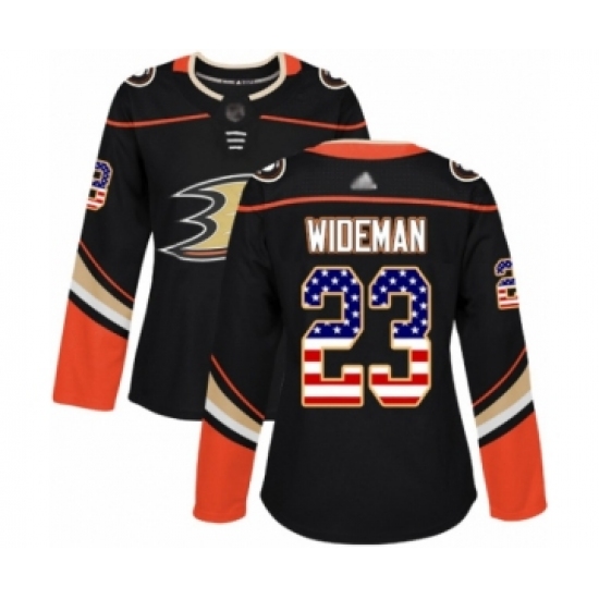 Women's Anaheim Ducks #23 Chris Wideman Authentic Black USA Flag Fashion Hockey Jersey