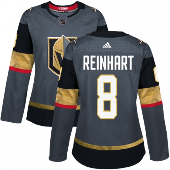 Women's Adidas Vegas Golden Knights #8 Griffin Reinhart Authentic Gray Home NHL Jersey - Ujersey
