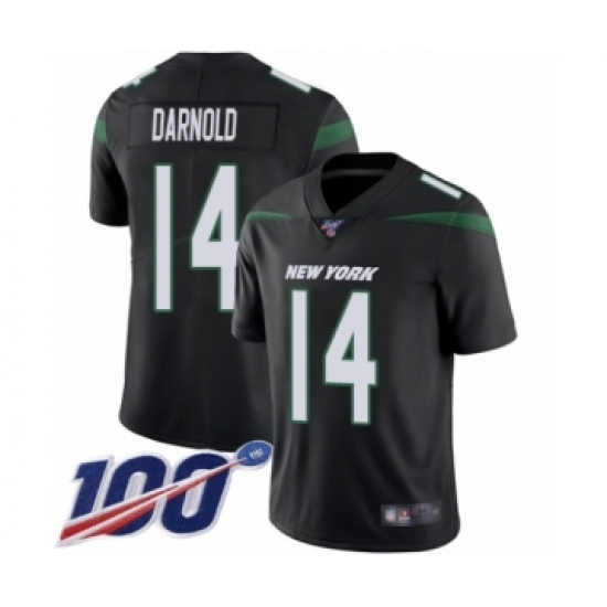 Men's New York Jets #14 Sam Darnold Black Alternate Vapor Untouchable Limited Player 100th Season Football Jersey - Ujersey