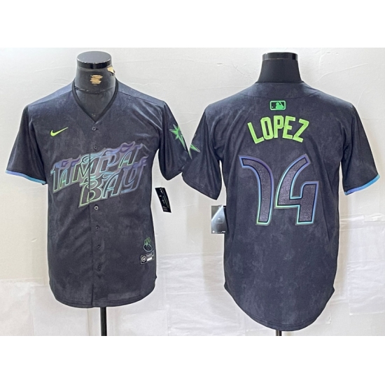 Men's Tampa Bay Rays #14 Jacob Lopez Charcoal 2024 City Connect Limited Cool Base Jersey