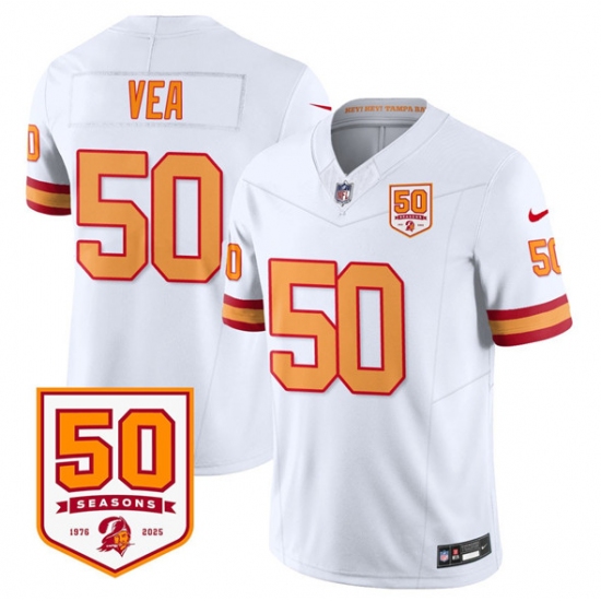 Men's Tampa Bay Buccaneers #50 Vita Vea White 2025 F.U.S.E. 50th Anniversary Vapor Limited Football Stitched Jersey - Ujersey