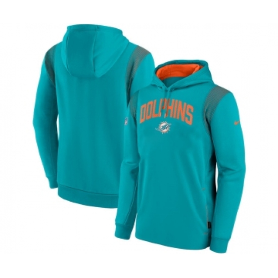 Mens Miami Dolphins Aqua Sideline Stack Performance Pullover Hoodie - Ujersey