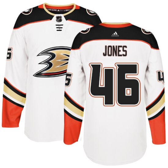 Men's Adidas Anaheim Ducks #46 Max Jones Authentic White Away NHL Jersey - Ujersey