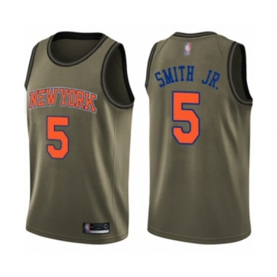 Youth New York Knicks #5 Dennis Smith Jr. Swingman Green Salute to Service Basketball Jersey - Ujersey