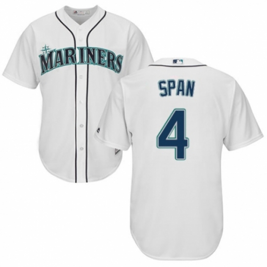 Youth Majestic Seattle Mariners #4 Denard Span Authentic White Home Cool Base MLB Jersey - Ujersey