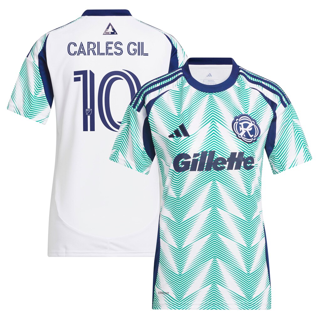 Women's New England Revolution Carles Gil adidas White 2025 Eastern White Pine x Flag of New England Replica Player Jersey - Ujersey