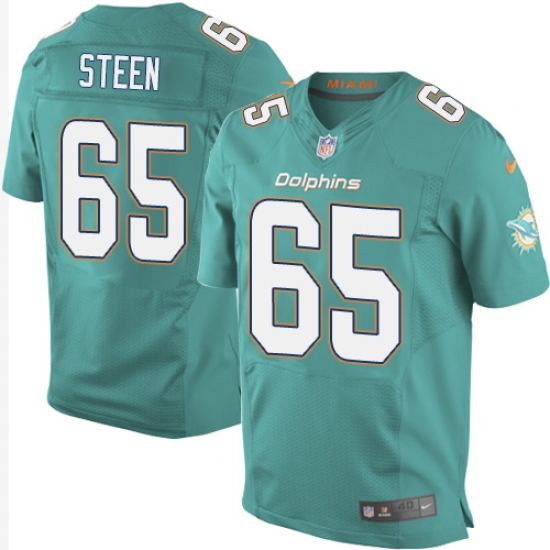 Men's Nike Miami Dolphins #65 Anthony Steen Elite Aqua Green Team Color NFL Jersey - Ujersey
