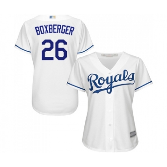 Women's Kansas City Royals #26 Brad Boxberger Replica White Home Cool Base Baseball Jersey - Ujersey
