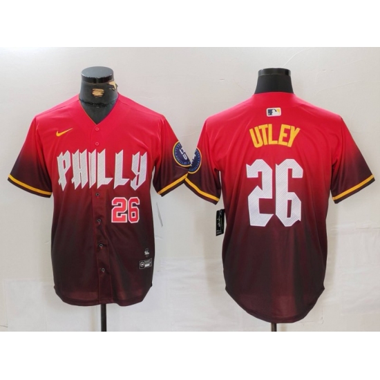 Men's Philadelphia Phillies #26 Chase Utley Red 2024 City Connect Limited Stitched Jerseys - Ujersey