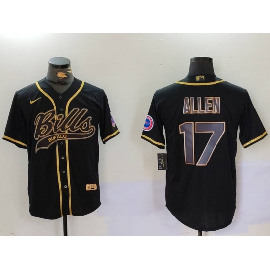 Men's Buffalo Bills #17 Josh Allen Black Cool Base Stitched Baseball Jerseys - Ujersey