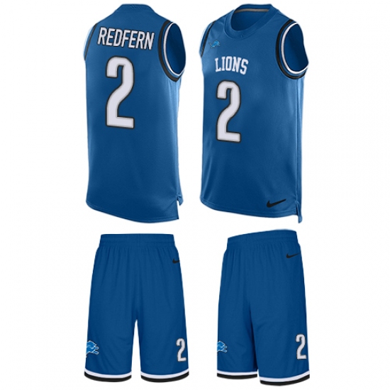Men's Nike Detroit Lions #2 Kasey Redfern Limited Blue Tank Top Suit NFL Jersey - Ujersey