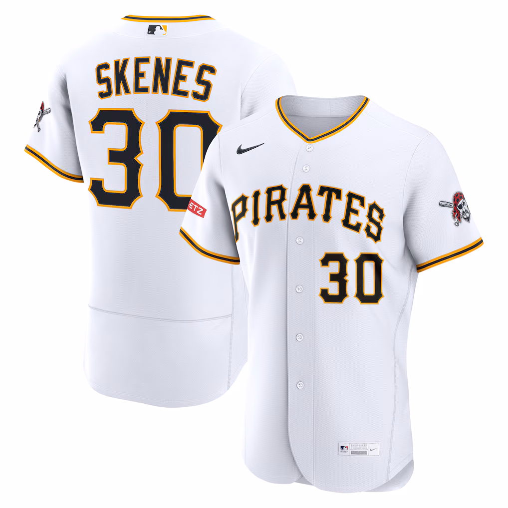 Men's Pittsburgh Pirates Paul Skenes Nike White Home Authentic Sponsor Patch Jersey - Ujersey