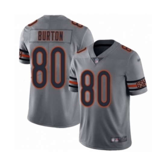 Men's Chicago Bears #80 Trey Burton Limited Silver Inverted Legend Football Jersey - Ujersey