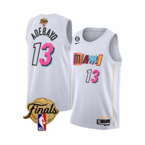 Men's Miami Heat #13 Bam Adebayo White 2023 Finals City Edition With NO.6 Stitched Basketball Jersey - Ujersey