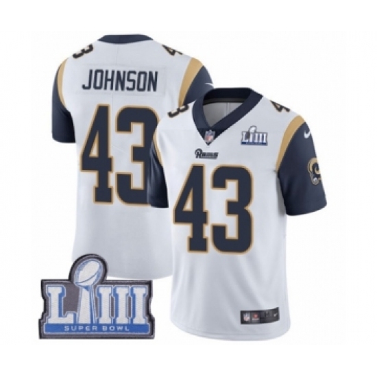 Men's Nike Los Angeles Rams #43 John Johnson White Vapor Untouchable Limited Player Super Bowl LIII Bound NFL Jersey - Ujersey