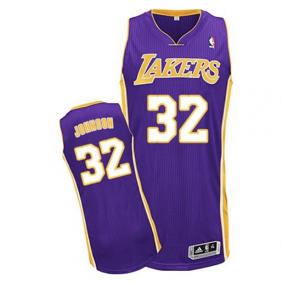 Youth Adidas Los Angeles Lakers #32 Magic Johnson Authentic Purple Road NBA Jersey