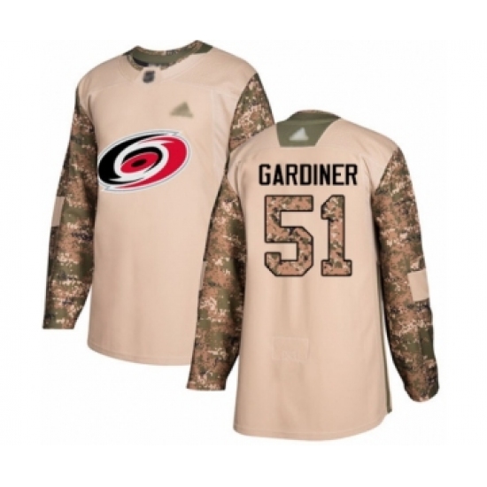 Youth Carolina Hurricanes #51 Jake Gardiner Authentic Camo Veterans Day Practice Hockey Jersey - Ujersey