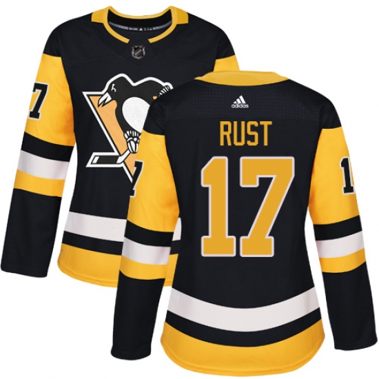 Women's Adidas Pittsburgh Penguins #17 Bryan Rust Authentic Black Home NHL Jersey - Ujersey