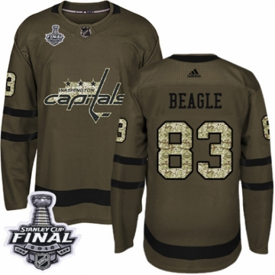 Youth Adidas Washington Capitals #83 Jay Beagle Authentic Green Salute to Service 2018 Stanley Cup Final NHL Jersey - Ujersey