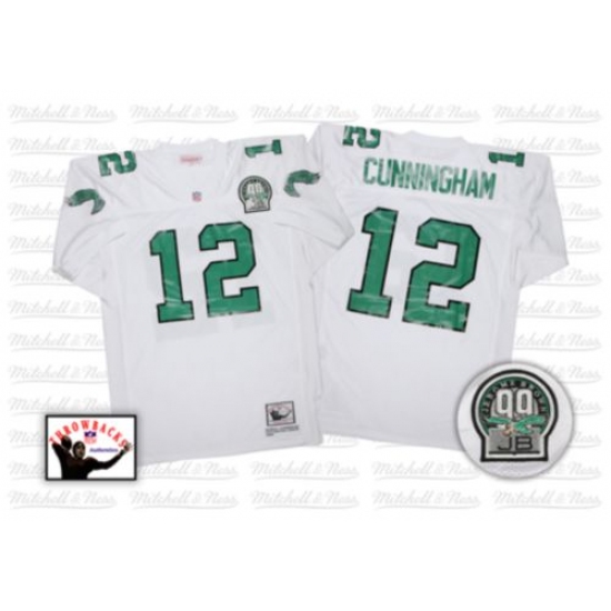 Mitchell And Ness Philadelphia Eagles #12 Randall Cunningham White Authentic NFL Jersey - Ujersey