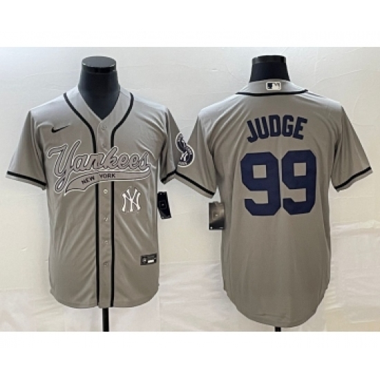 Men's New York Yankees #99 Aaron Judge Gray Cool Base Stitched Baseball Jersey - Ujersey