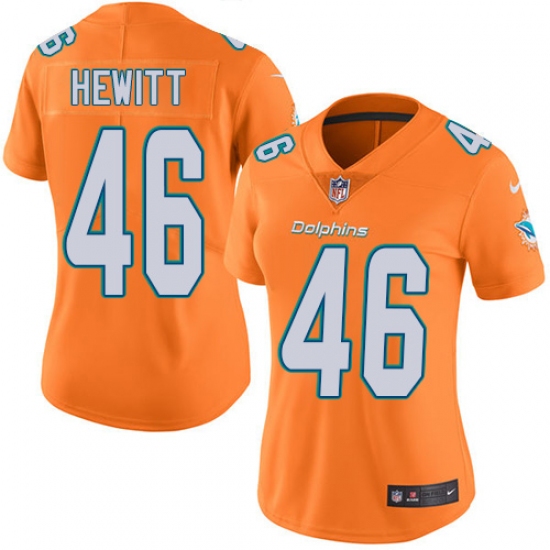Women's Nike Miami Dolphins #46 Neville Hewitt Limited Orange Rush Vapor Untouchable NFL Jersey - Ujersey