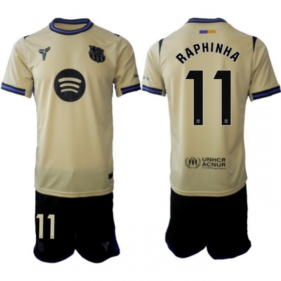 Men FC Barcelona 2026 Soccer Jerseys Beige #11 RAPHINHA