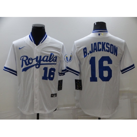 Men's Nike Kansas City Royals #16 Bo Jackson White Alternate Stitched Baseball Jersey - ujerseystore