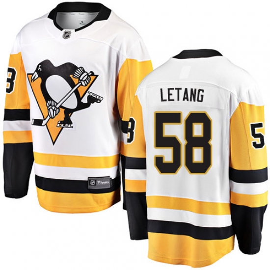 Youth Pittsburgh Penguins #58 Kris Letang Fanatics Branded White Away Breakaway NHL Jersey - Ujersey