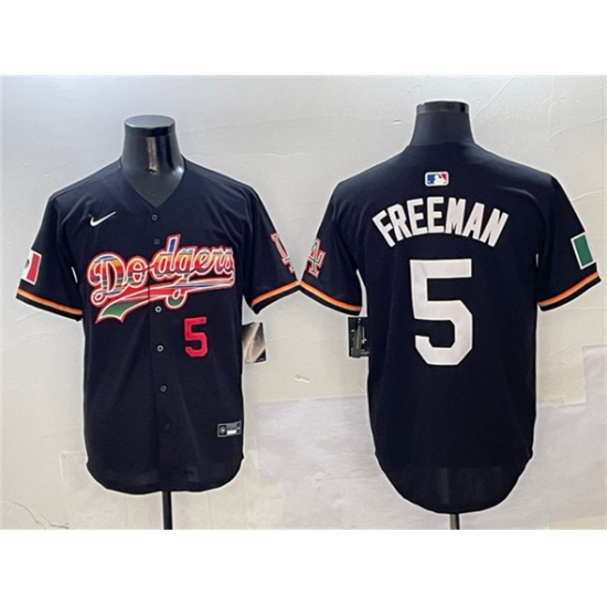 Men's Los Angeles Dodgers #5 Freddie Freeman Black Mexico Limited Stitched Baseball Jersey - Ujersey