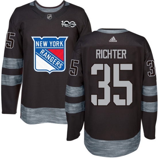 Men's Adidas New York Rangers #35 Mike Richter Authentic Black 1917-2017 100th Anniversary NHL Jersey - Ujersey