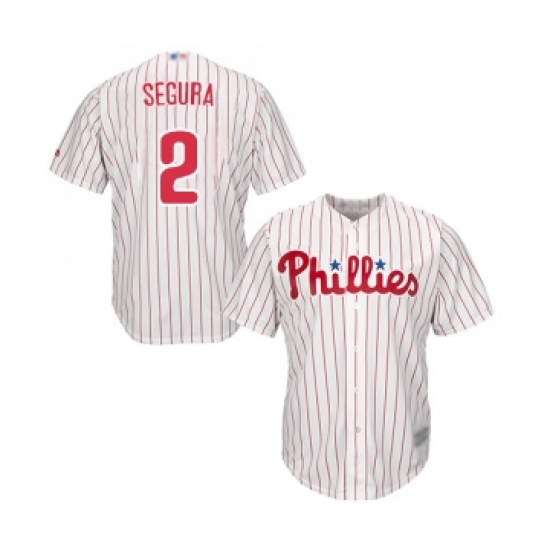 Youth Philadelphia Phillies #2 Jean Segura Replica White Red Strip Home Cool Base Baseball Jersey - Ujersey